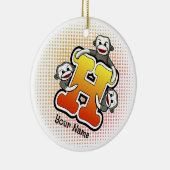 Monogram H Sock Monkey Keramisch Ornament (Rechts)