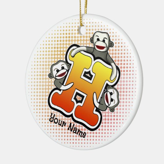 Monogram H Sock Monkey Keramisch Ornament (Links)