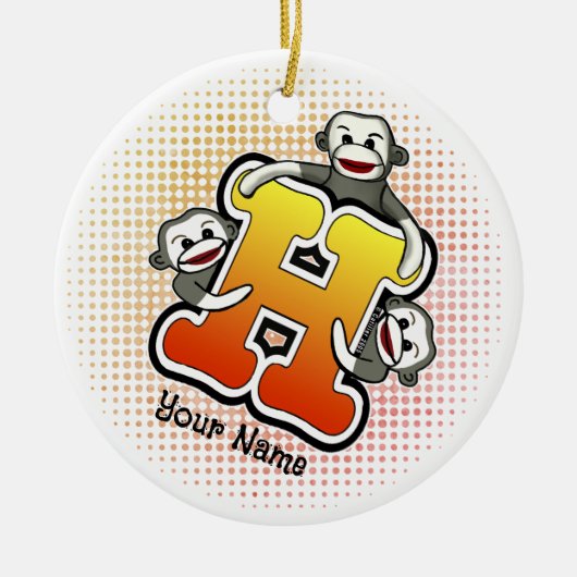 Monogram H Sokker Aap Keramisch Ornament (Voorkant)