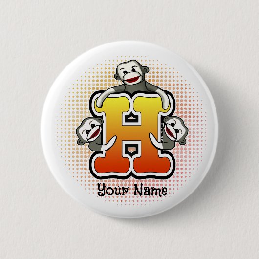Monogram H Sokker Aap Ronde Button 5,7 Cm (Voorkant)