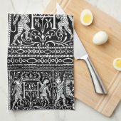 Monogram H zwart-wit Theedoek (Quarter Fold)