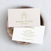 Monogram Haar Stylist Schaar Blush Roze Leer Visitekaartje