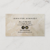 Monogram Haarstylist Beige Marble Beauty Salon Visitekaartje (Achterkant)