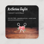 Monogram Hair and Makeup Flowers Vierkante Visitekaartje (Achterkant)