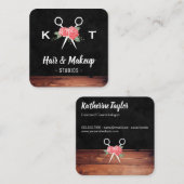 Monogram Hair and Makeup Flowers Vierkante Visitekaartje (Voorkant / Achterkant)