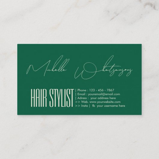Monogram Hair stylist modern script Visitekaartje (Achterkant)