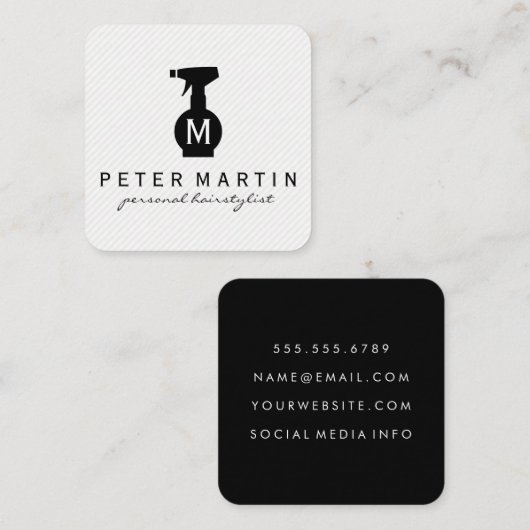 Monogram Hairspray Fles Vierkante Visitekaartje (Voorkant / Achterkant)