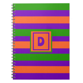 Monogram Halloween Paarse Sinaasappel & Groen Notitieboek