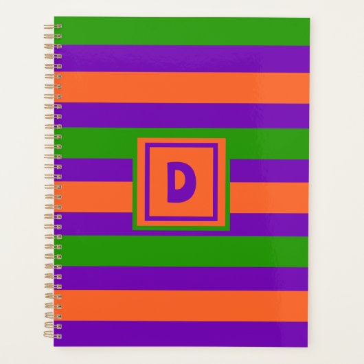Monogram Halloween Paarse Sinaasappel & Groen Planner (Voorkant)