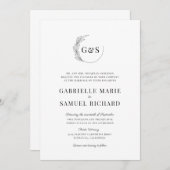 Monogram halve grote minimale bruiloft kaart (Voorkant / Achterkant)