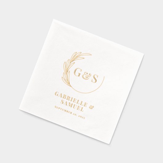 Monogram halve krans gebladerte goudfolie folie servetten (Links)