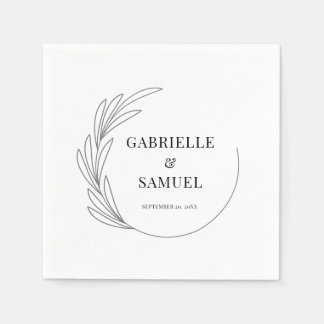 Monogram Halve Krans Minimale Bruiloft Bruid & bru Servet