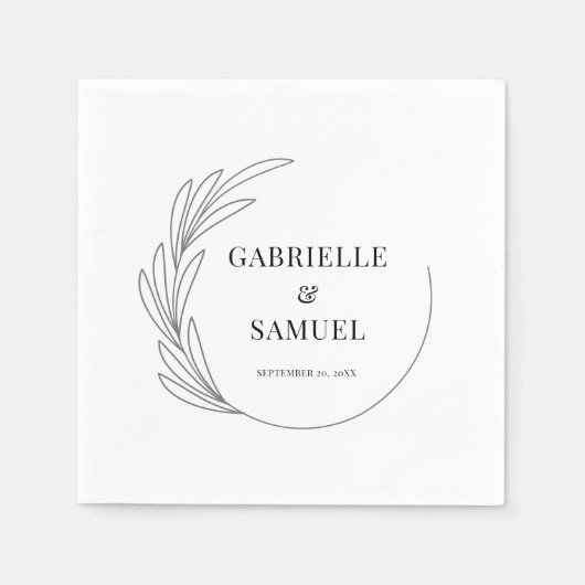 Monogram Halve Krans Minimale Bruiloft Bruid & bru Servet (Voorkant)