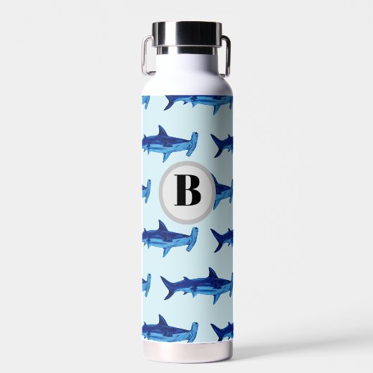 Monogram Hammerhead Shark Pattern Ocean Waterfles (Voorkant)