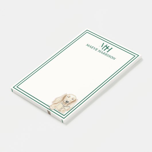 Monogram Hand Drawn Dachshund Reading Post-it® Notes (Schuin)