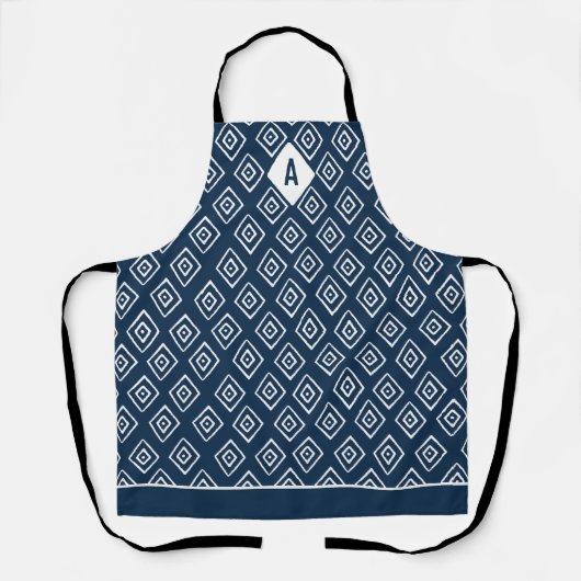 Monogram Hand Drawn Diamond Pattern Schort (Voorkant)