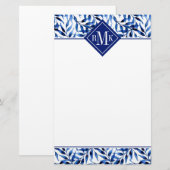 Monogram | Hand-gebilderd inktpatroon Waterverf Briefpapier (Voorkant / Achterkant)