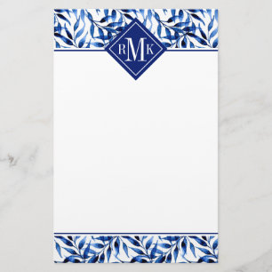 Monogram   Hand-gebilderd inktpatroon Waterverf Briefpapier