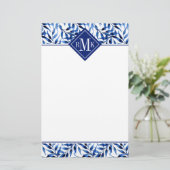 Monogram | Hand-gebilderd inktpatroon Waterverf Briefpapier (Staand voorkant)