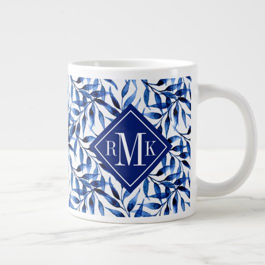 Monogram | Hand-gebilderd inktpatroon Waterverf Grote Koffiekop (Rechts)
