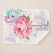 Monogram Hand geschilderde flamingo Sherpa Deken (Voorkant (horizontaal))