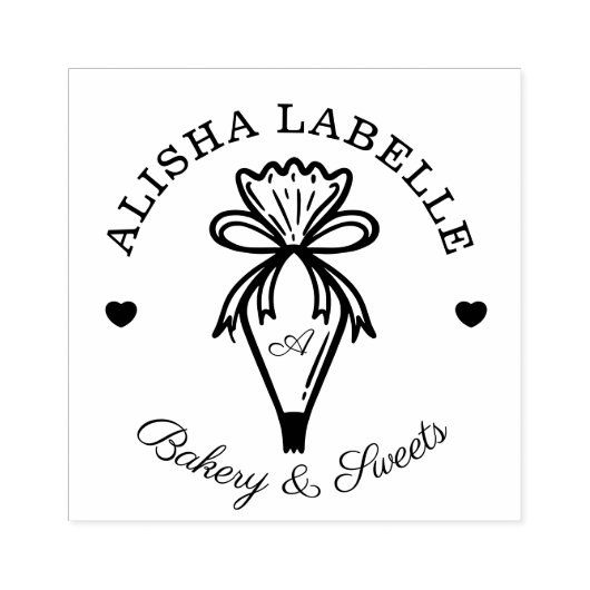 Monogram Handgemaakt Met Liefde Bakkerij Piping Ba Rubberstempel (Afrduk)