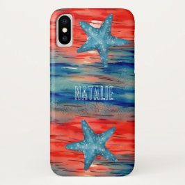 Monogram  handgeschilderde oceaan Zeester Case-Mate iPhone Case