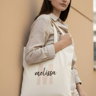 Monogram Handgeschreven Borstel Eenvoudig Tote Bag