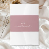 Monogram, Handgeschreven, Elegante Donkerroze Uitnodigingen Wikkel