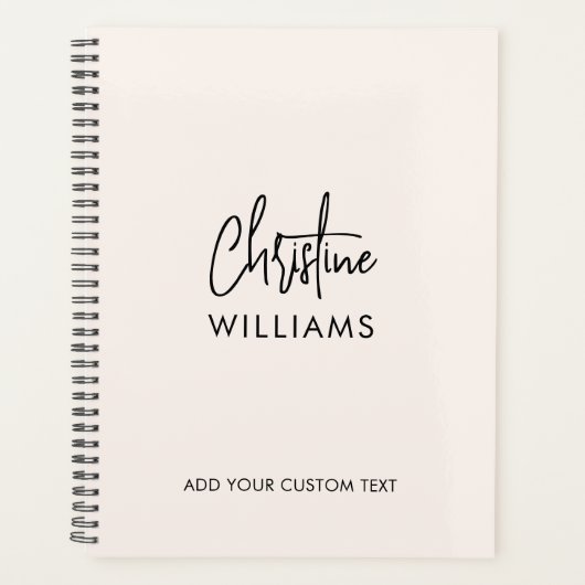 Monogram Handgeschreven Script Handtekening Blush Planner (Voorkant)