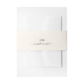 Monogram, handschrift, Elegant Beige Uitnodigingen Wikkel (Voorkant Voorbeeld)