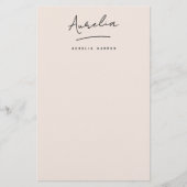 Monogram Handtekening Blush Roze Eenvoudig Geperso Briefpapier (Voorkant)