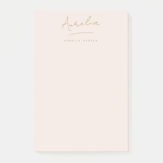 Monogram Handtekening Eenvoudige Vrouwelijke Blush Post-it® Notes (Voorkant)
