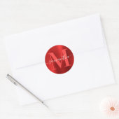 Monogram handtekening rode folie ronde sticker (Envelop)