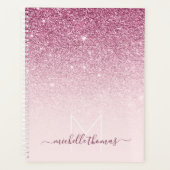 Monogram handtekening script blush pink template planner (Voorkant)