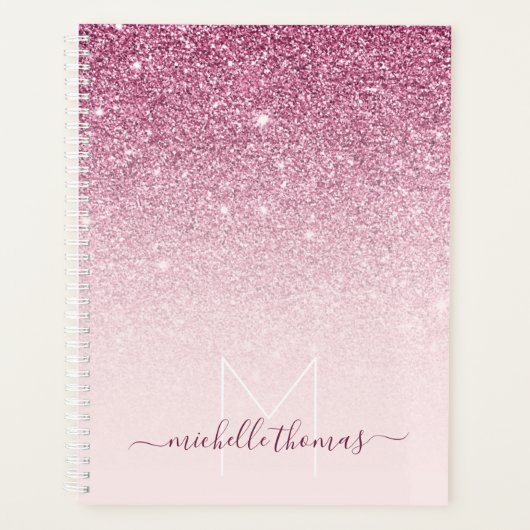 Monogram handtekening script blush pink template planner (Voorkant)