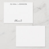 Monogram handtekeningscript minimalistisch notitiekaartje (Voorkant / Achterkant)