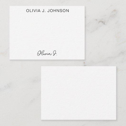 Monogram handtekeningscript minimalistisch notitiekaartje (Voorkant / Achterkant)