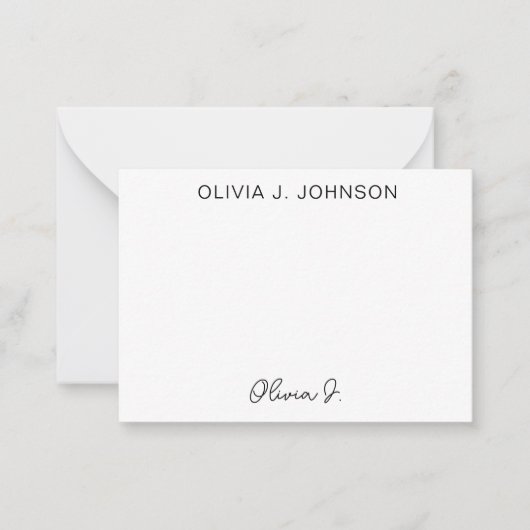 Monogram handtekeningscript minimalistisch notitiekaartje (Voorkant)