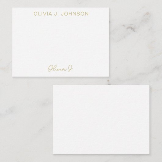 Monogram handtekeningscript minimalistisch notitiekaartje (Voorkant / Achterkant)