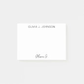 Monogram handtekeningscript minimalistisch post-it® notes (Voorkant)