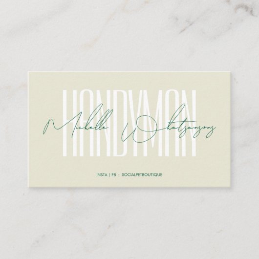Monogram HANDYMAN modern script Visitekaartje (Voorkant)