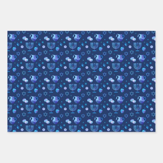 Monogram Hanukkah Festival Menorah Lights Inpakpapier Vel (Voorkant 2)