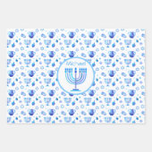 Monogram Hanukkah Festival Menorah Lights Inpakpapier Vel (Voorkant)