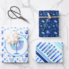 Monogram Hanukkah Festival Menorah Lights Inpakpapier Vel
