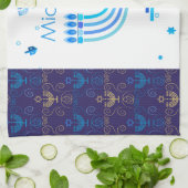 Monogram Hanukkah Festival Menorah Lights Theedoek (Gevouwen)