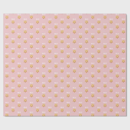 Monogram Hanukkah Golden David Star Cadeaupapier (Vlak)