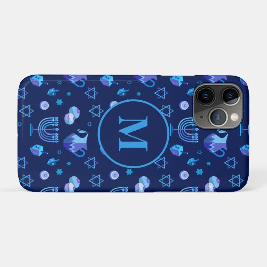 Monogram, Hanukkah Jewish Holiday  Pattern Case-Mate iPhone Case (Achterkant (horizontaal))