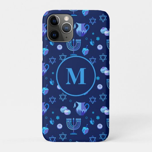 Monogram, Hanukkah Jewish Holiday  Pattern Case-Mate iPhone Case (Achterkant)