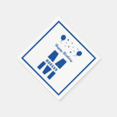 Monogram Happy Birthday Elke leeftijd Witte Blauwe Servet (Hoek)